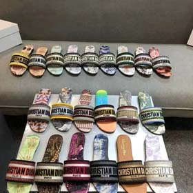 Dior 2025 nuova estate in pelle genuina lettera ricamati biancheria da donna pantofole-2336  