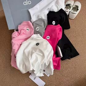 ALO 2025 primavera e estate nuova lettera semplice stampa dimagrimento collo rotondo casual all-matc  