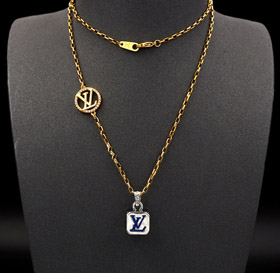 Louis Vuitton LV lettera pendente impalato dadi collana-3574  