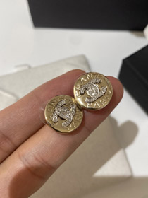 Chanel oro e argento colore corrispondente orecchini rotondi-3592  