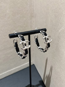 Chanel argento orecchini in pelle anello-3596  