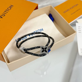 Louis Vuitton LV lettera fiore nero fibbia in pelle braccialetto-3640  