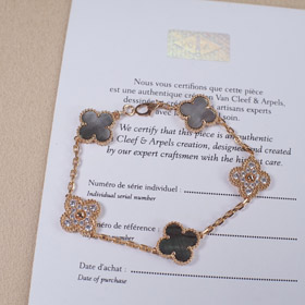 Van Cleef & Arpels Grigio Madre Perla Diamante Cinque Fiori Bracciale-3691  