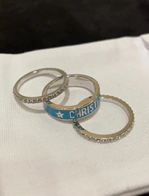 Dior oro lettera blu smalto anello di diamanti set a tre pezzi set-3710  