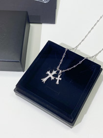 Cromo cuore croce collana-3778  