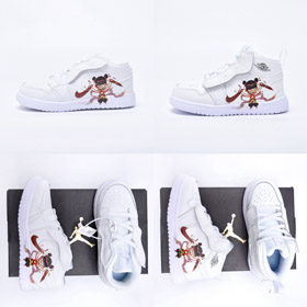 Nike NK Giordania Air Giordania 1 Mid Velcro Nezha Collaborazione Bambini Scarpe-4108  