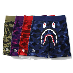 BAPE colorblock camuflaggio glow-in-the-dark squalo serie casual shorts-4245  
