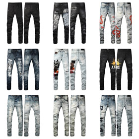 AMIRI nuova lettera LOGO strappato patch slim-fit skinny jeans-4253  