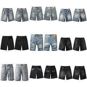 Viola Nuovo di zecca caldo diamante denim retro shorts lavato shorts dritto-4254  