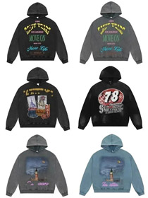 SAINT Mxxxxxx Stampa pesante felpa con cappuccio-4431  