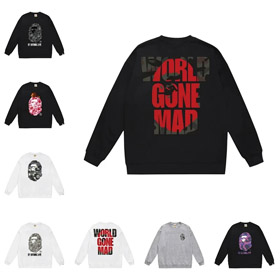 Un BATHING APE BAPE Camuflaggio lettera scimmia stampa crewneck felpa-5145  