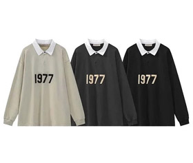 ESSENTIALS stampato polo collare colore bloccato maglione Terry felpa-5214  