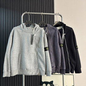 Felpa in cardigan in stile classico Stone Island con cappuccio e chiusura con cerniera-5264  