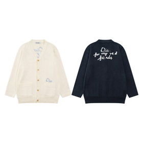 Dior lettera logo ricamato casual lana sciolto maglia cardigan maglione-5316  
