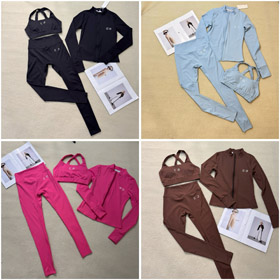 ALO nuovo colore a contrasto ricamato con cerniera yoga e allenamento set-5367  