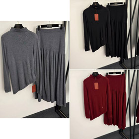 Loro Piana nuovo set a maglia in lana con orlo inclinato irregolare-5384  