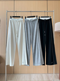 Miu Miu nuovi pantaloni a gamba retta con fascia a colore contrastante e pannelli-5385  