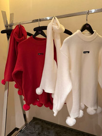 Miu Miu nuovo arrivo Coniglio pelliccia pom-pom maglia maglione e sciarpa set (set a due pezzi) -5386  