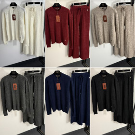 Maglione a righe e pantaloni a gambe larghe a maglia a cavo Loro Piana di fascia alta-5401  