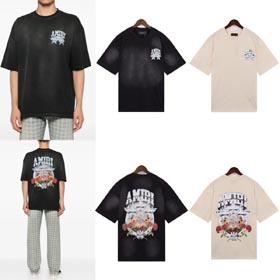 Amiri Fashion T-shirt a maglia stretch con stampa di logo-1629